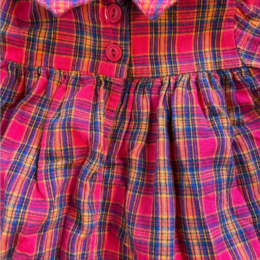 Vintage 90s 2T Cotton Collared Dress by Chicken Noodle Plaid Easter school photo - Picture 8 of 9
